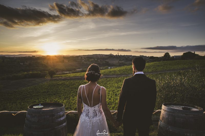Tuscany vineyard Wedding Sunset Portrait