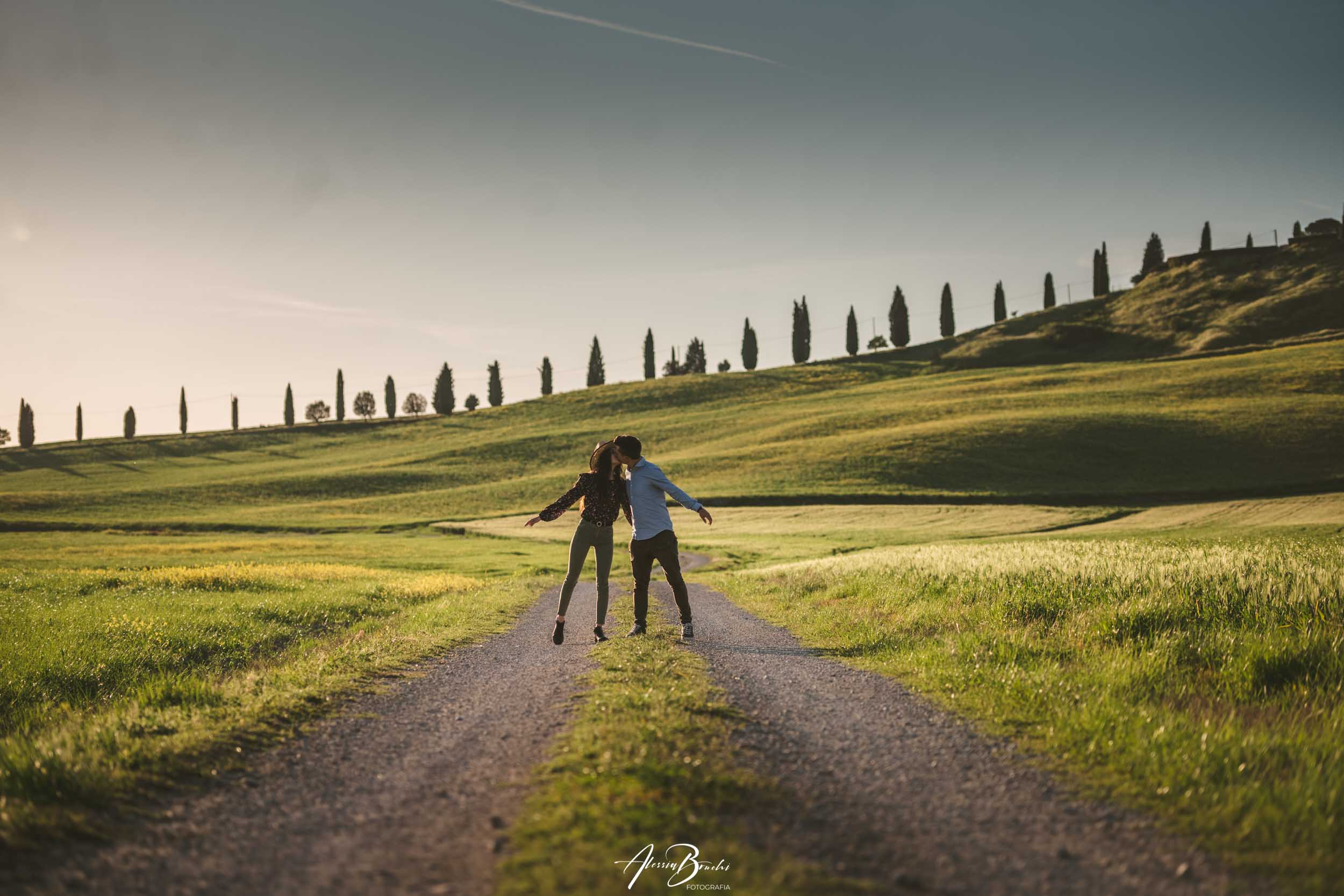 Engagement photos in Crete Senesi, Tuscany.